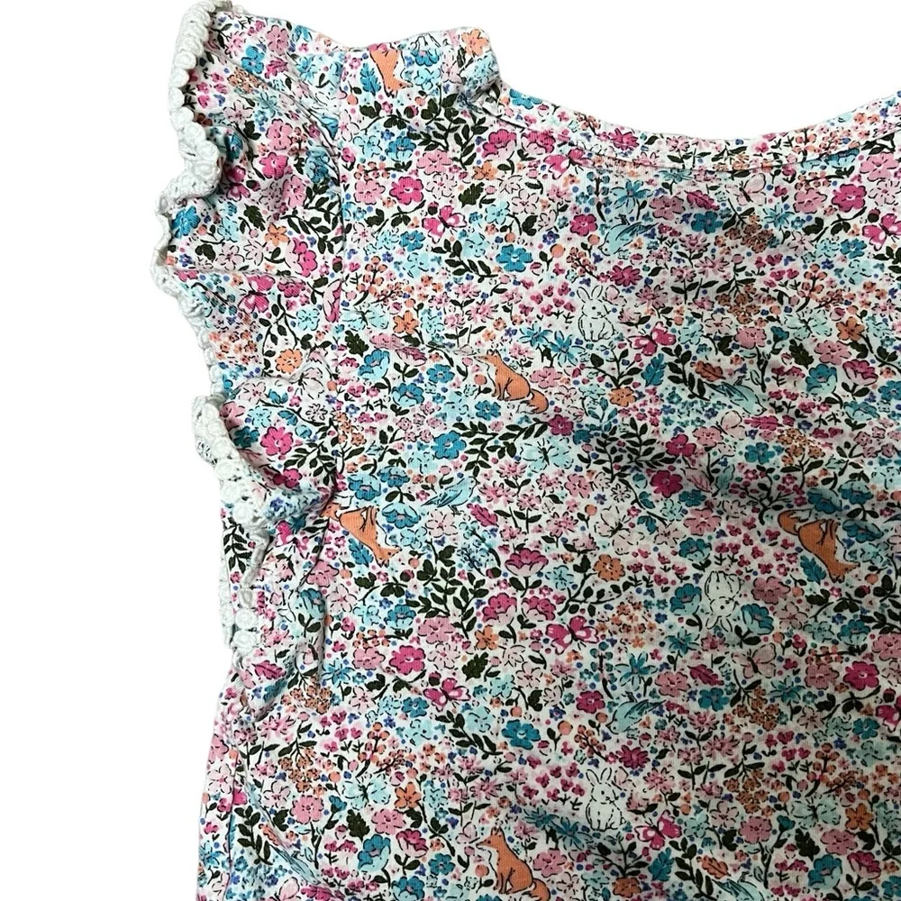 Carter’s | Flutter sleeve floral short sleeve crew neck tee shirt size 2T